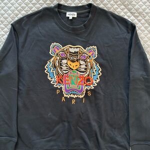 Kenzo Black Sweatshirt with Vibrant Embroidered Tiger Emblem EUC!!! GREAT DEAL!!